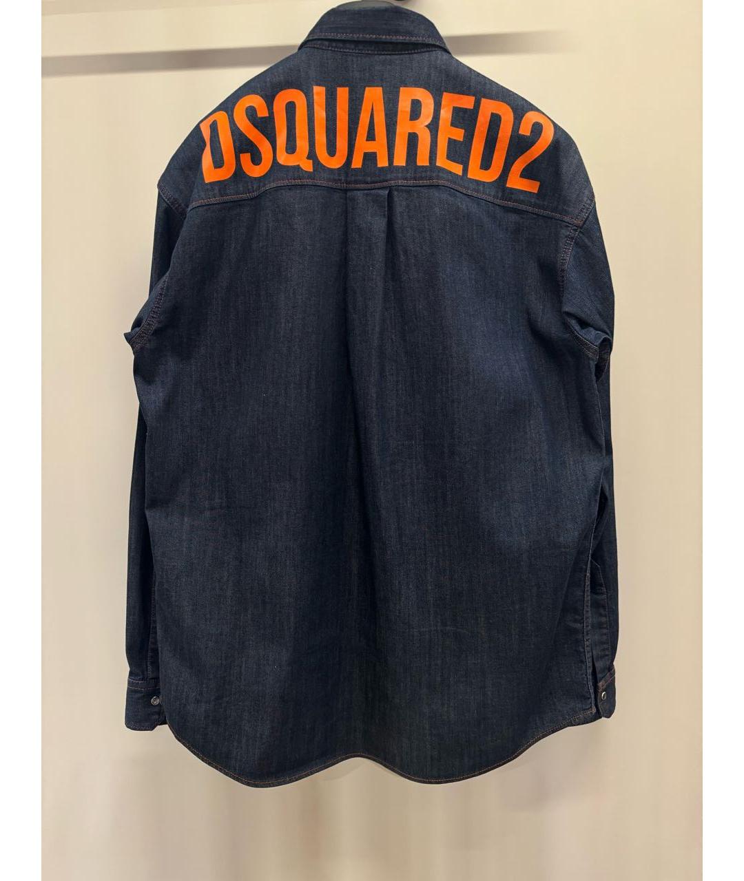 DSQUARED2 Темно-синяя хлопковая кэжуал рубашка, фото 2