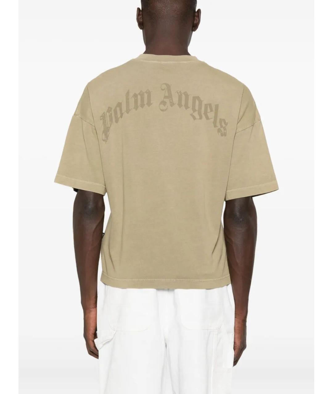 PALM ANGELS Бежевая хлопковая футболка, фото 4