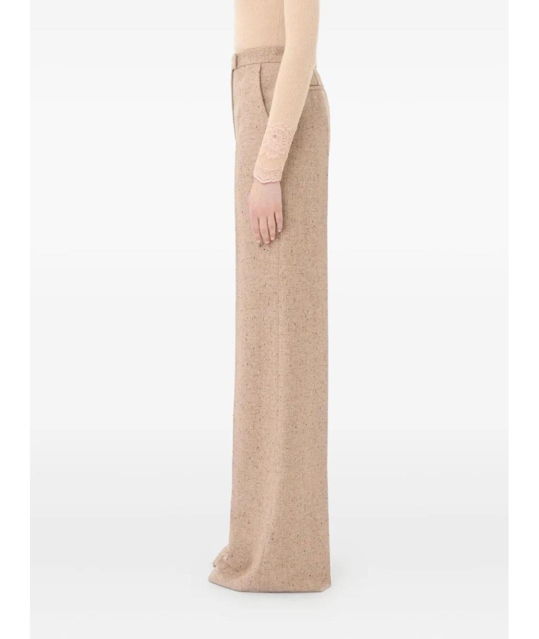 VALENTINO Бежевые шерстяные брюки широкие, фото 3