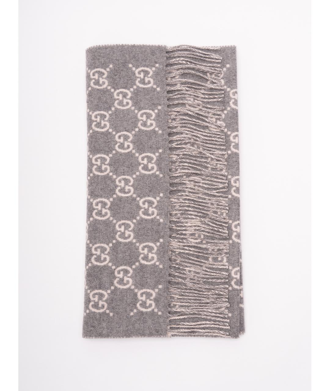 GUCCI Серый кашемировый шарф, фото 4