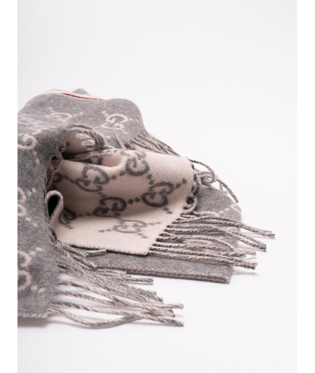 GUCCI Серый кашемировый шарф, фото 3