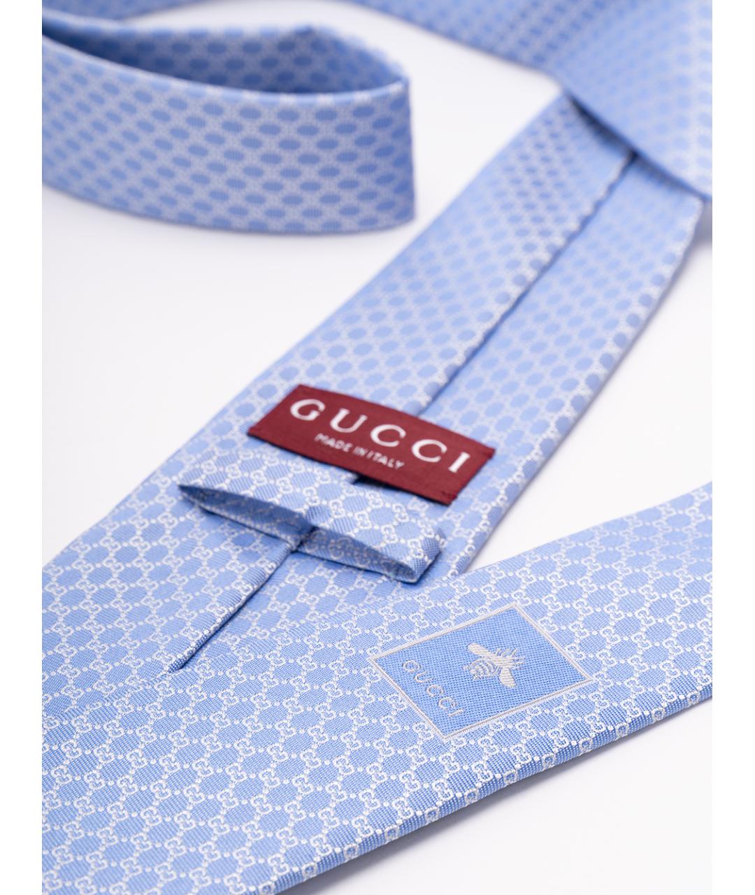 GUCCI Голубой шелковый галстук, фото 2