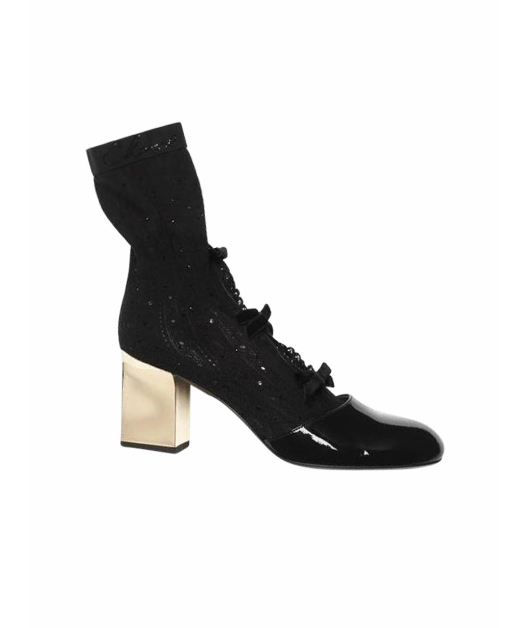 CHANEL Черные текстильные полусапоги, фото 1