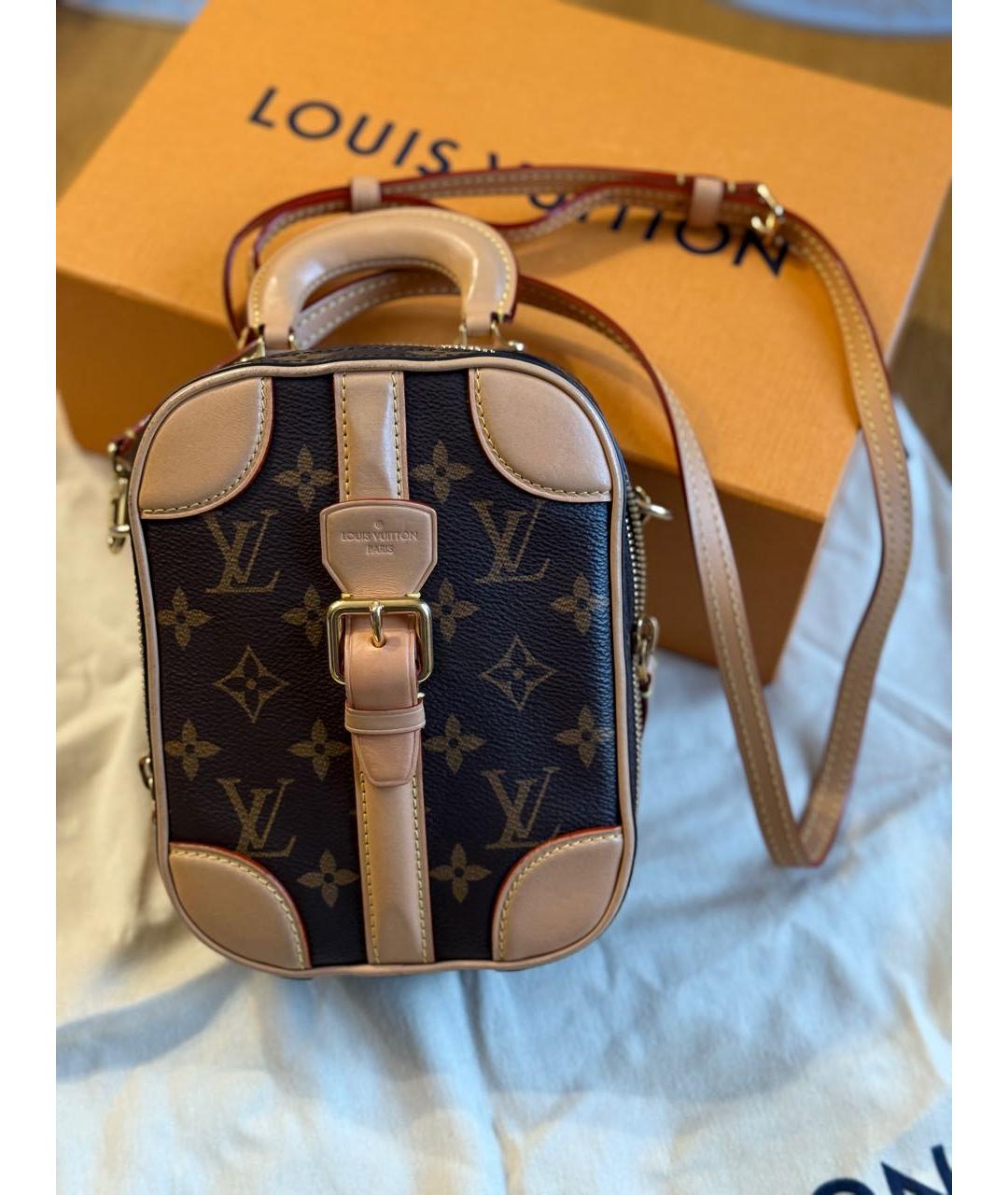 LOUIS VUITTON Коричневая кожаная сумка через плечо, фото 3