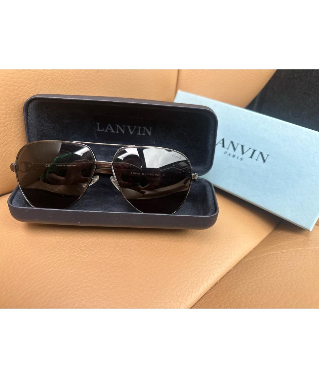 LANVIN Коричневые металлические солнцезащитные очки, фото 4