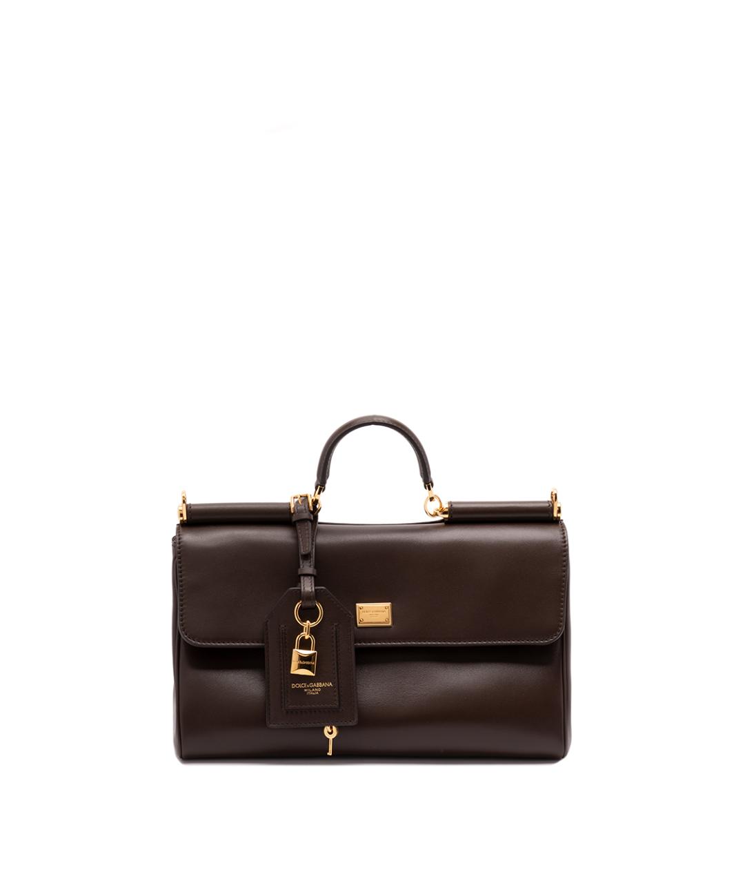 DOLCE&GABBANA Коричневая кожаная сумка тоут, фото 1