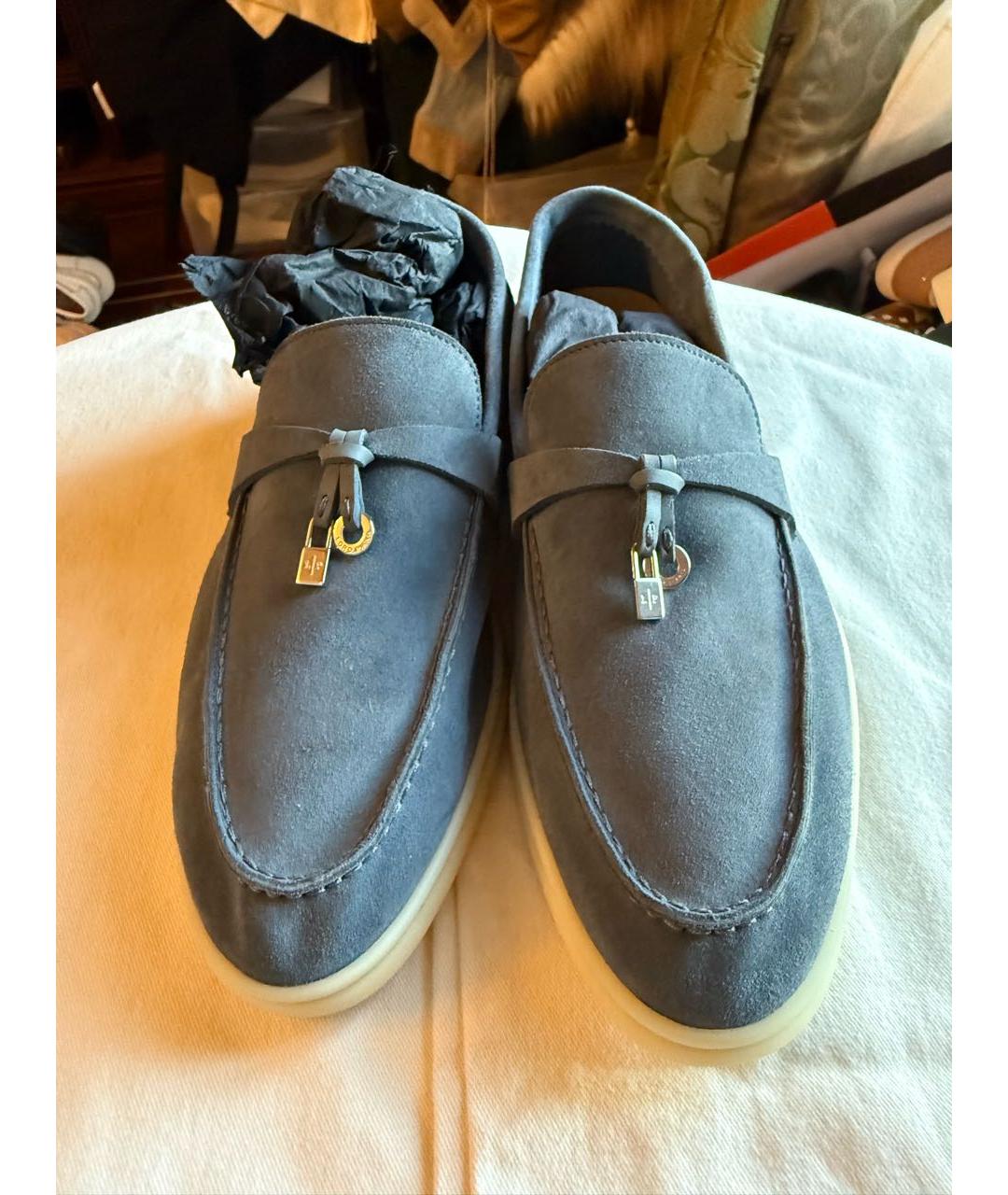 LORO PIANA Антрацитовые замшевые лоферы, фото 2