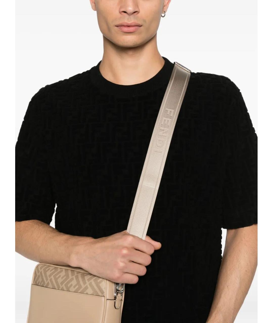 FENDI Черная хлопковая футболка, фото 4