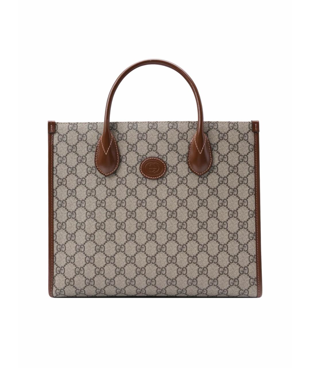 GUCCI Бежевая кожаная сумка тоут, фото 1