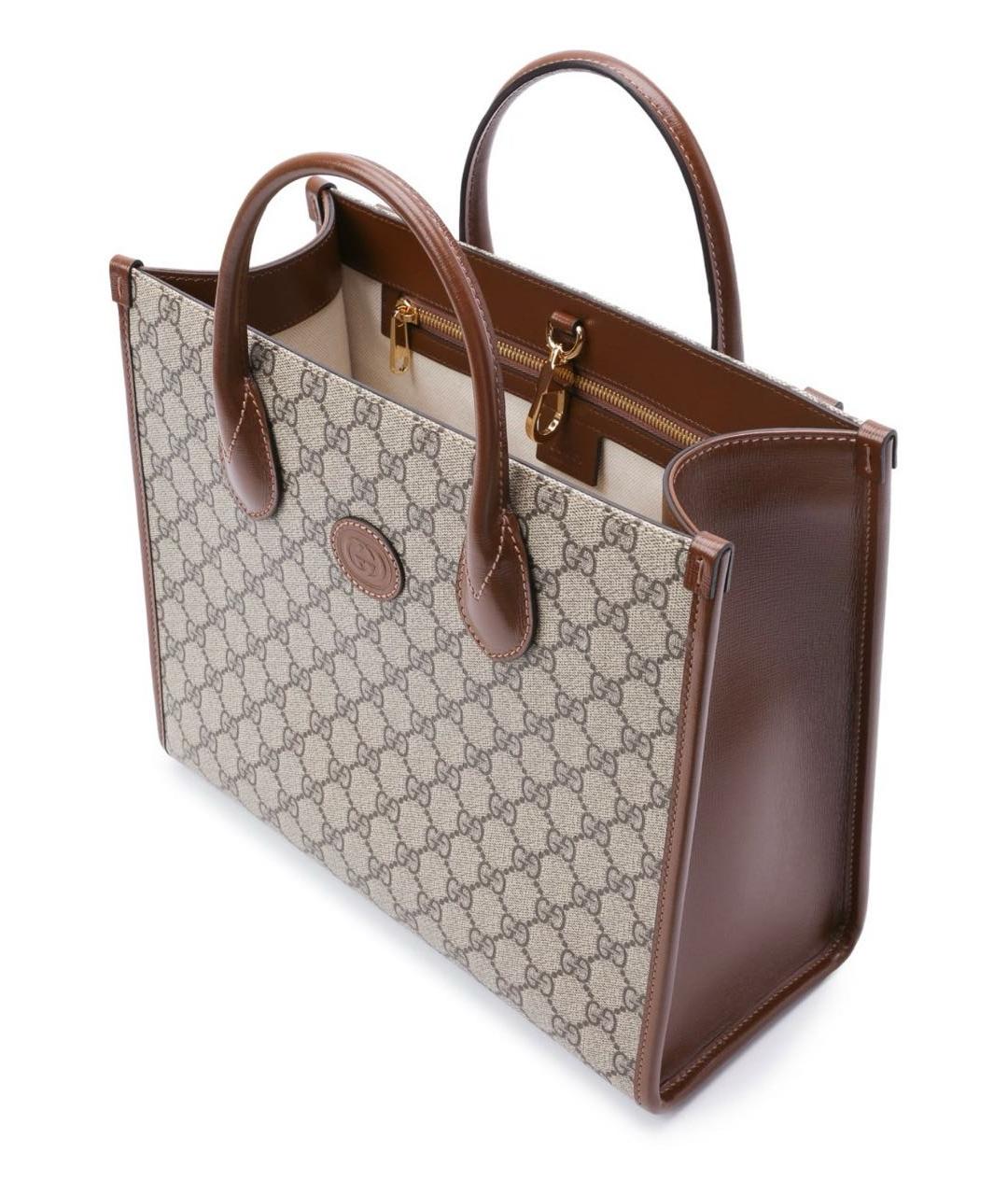 GUCCI Бежевая кожаная сумка тоут, фото 3