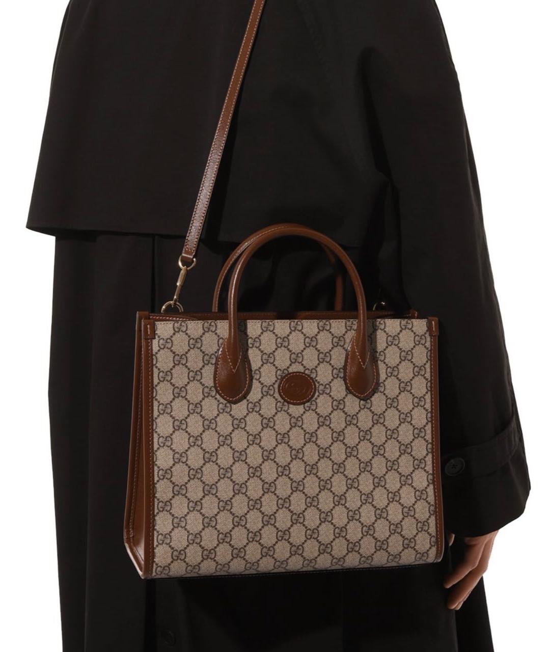 GUCCI Бежевая кожаная сумка тоут, фото 4