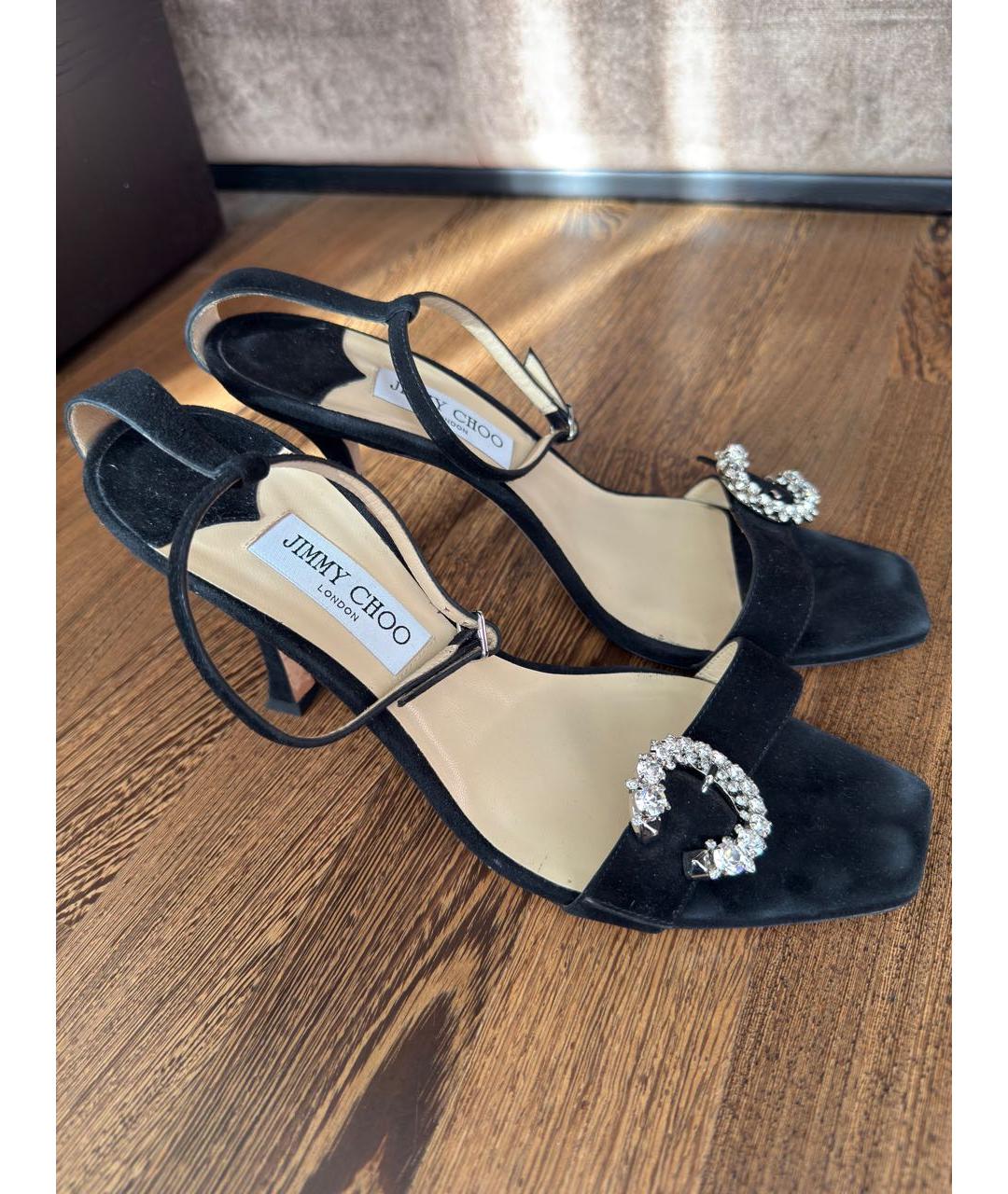 JIMMY CHOO Черные замшевые босоножки, фото 5