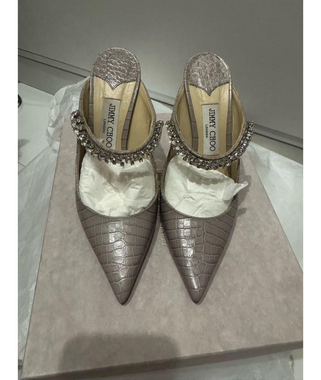 JIMMY CHOO Серые кожаные босоножки, фото 2