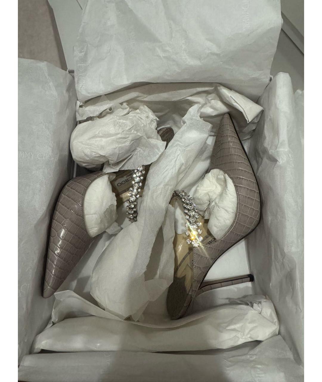 JIMMY CHOO Серые кожаные босоножки, фото 6