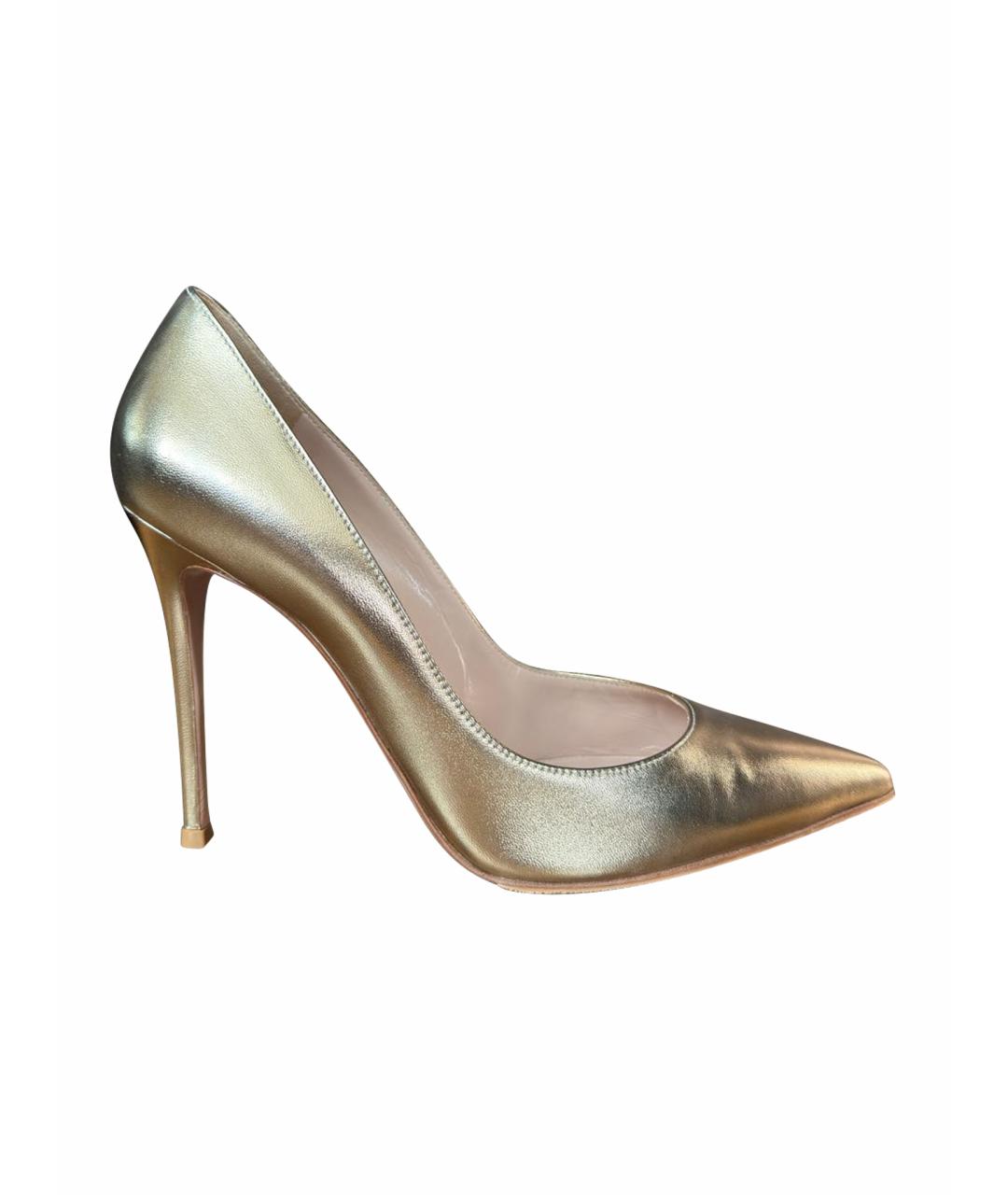 GIANVITO ROSSI Золотые кожаные туфли, фото 1