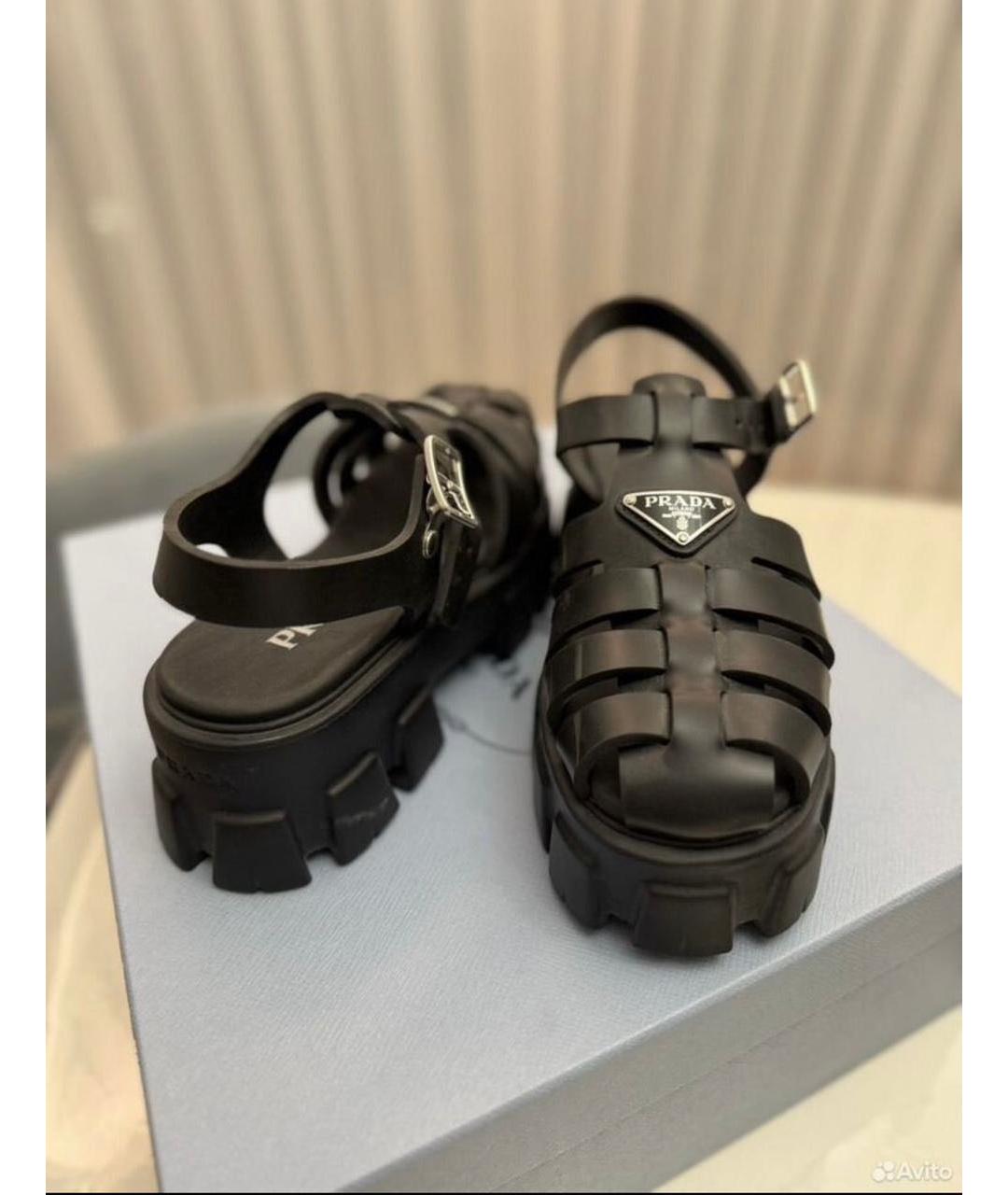 PRADA Черные кожаные сандалии, фото 3