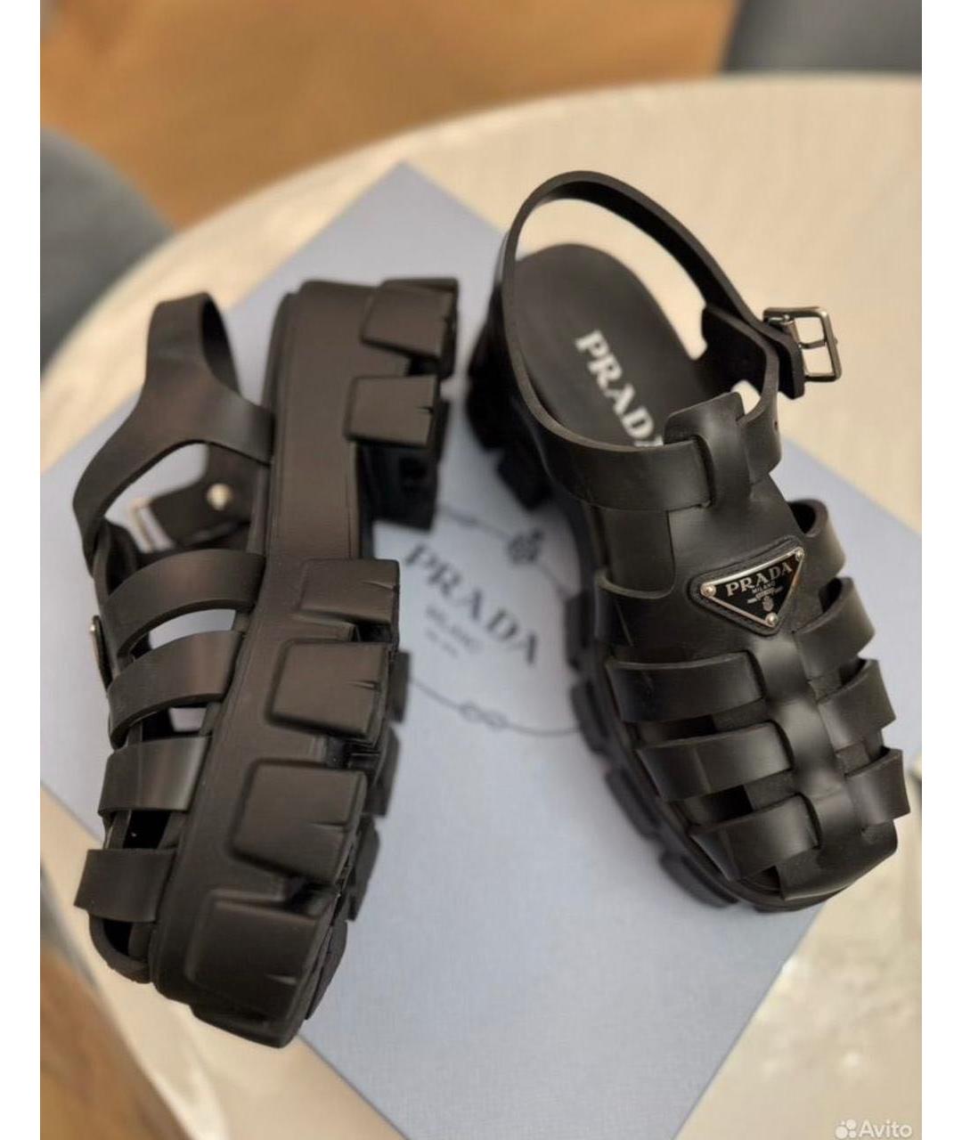 PRADA Черные кожаные сандалии, фото 5