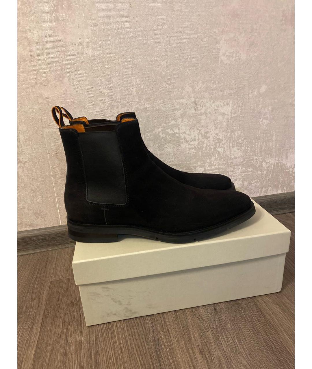 SANTONI Черные замшевые высокие ботинки, фото 9