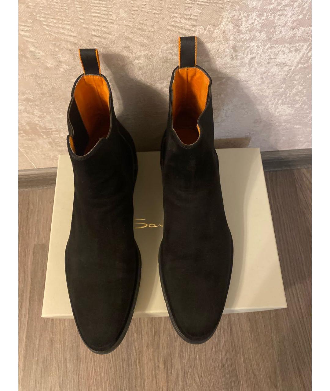 SANTONI Черные замшевые высокие ботинки, фото 3