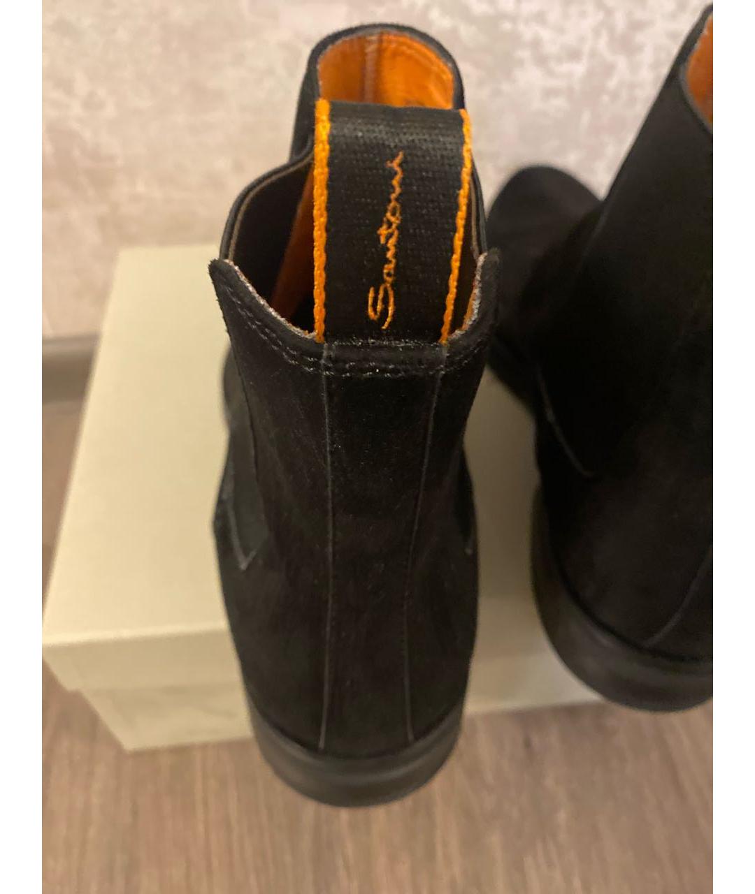 SANTONI Черные замшевые высокие ботинки, фото 6