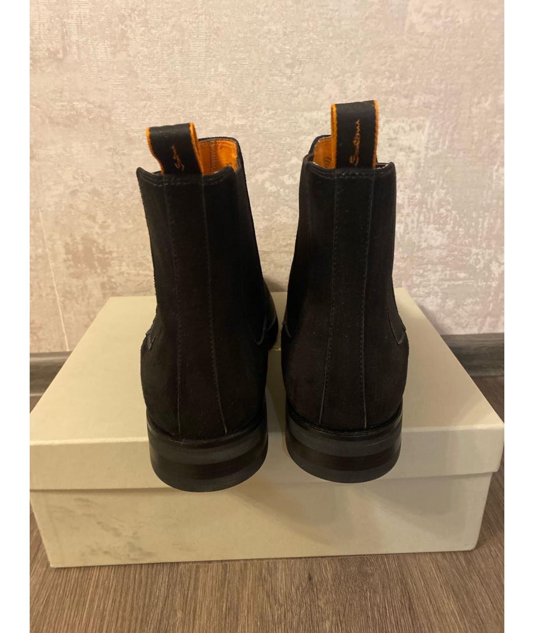 SANTONI Черные замшевые высокие ботинки, фото 4