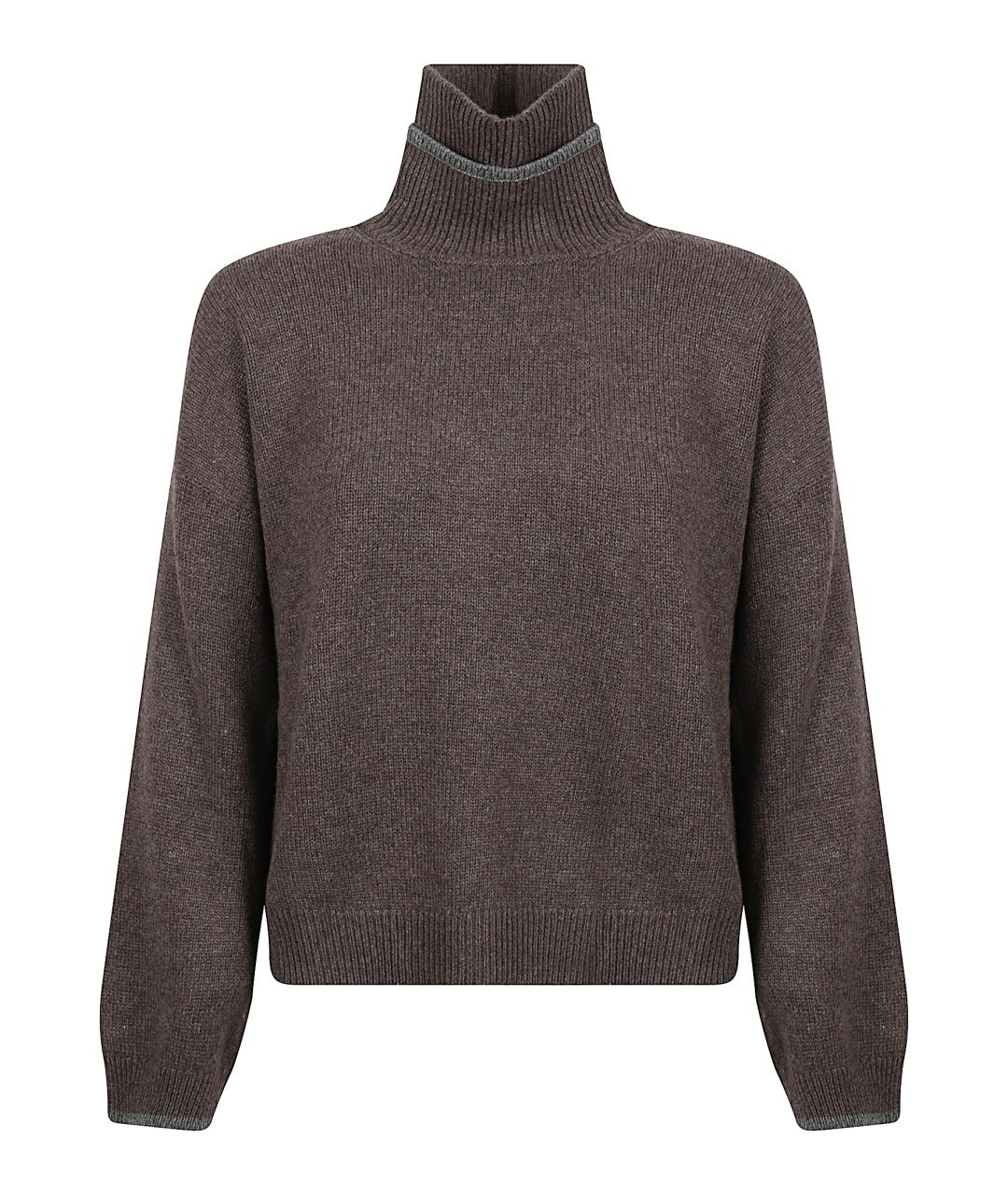 BRUNELLO CUCINELLI Коричневый кашемировый джемпер / свитер, фото 1