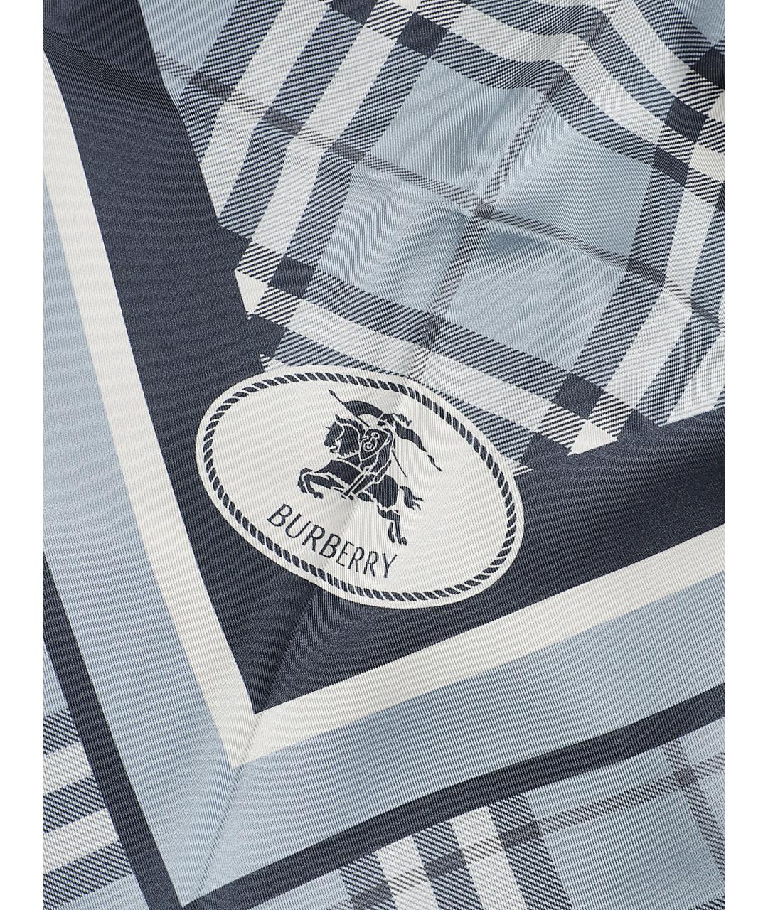 BURBERRY Синий шелковый шарф, фото 2