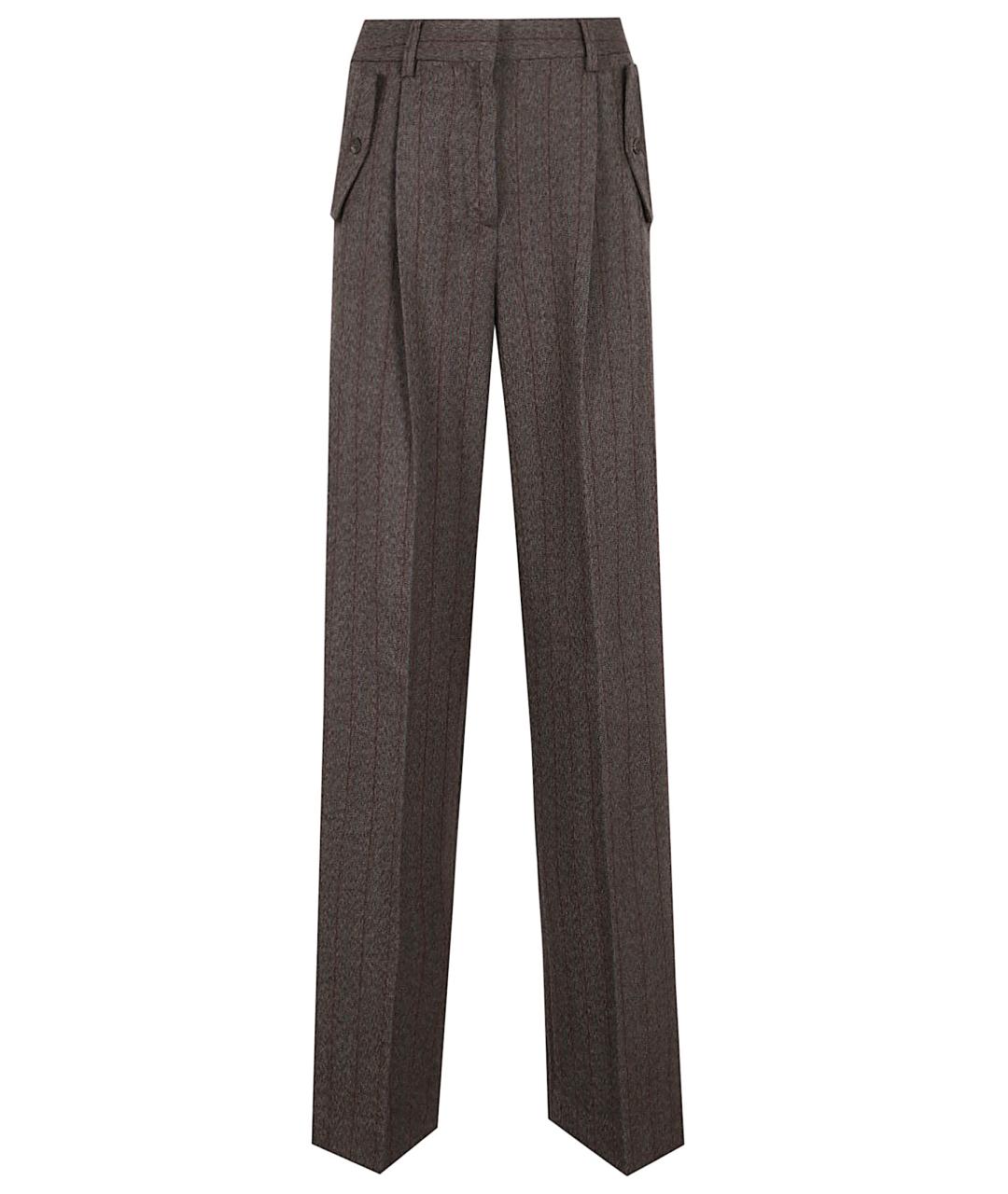 GOLDEN GOOSE DELUXE BRAND Коричневые шерстяные прямые брюки, фото 1
