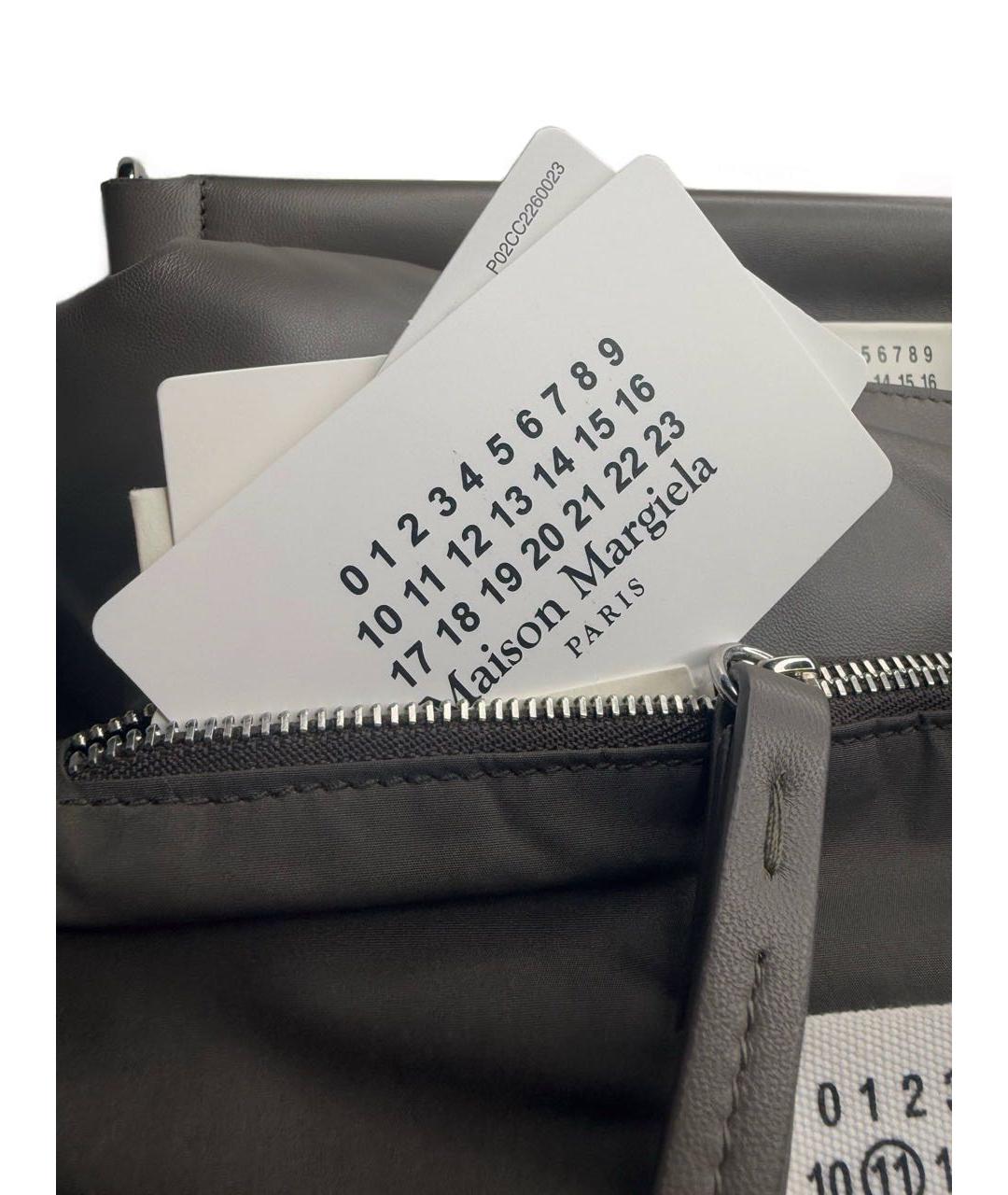 MAISON MARGIELA Серая кожаная сумка через плечо, фото 7
