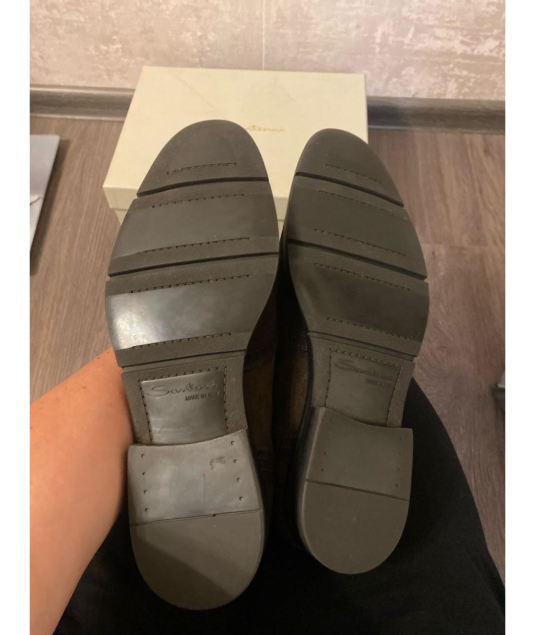 SANTONI Коричневые замшевые высокие ботинки, фото 6