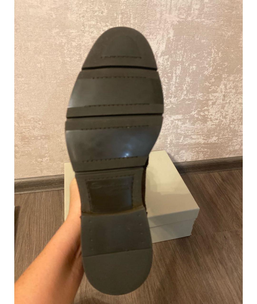 SANTONI Коричневые замшевые высокие ботинки, фото 5