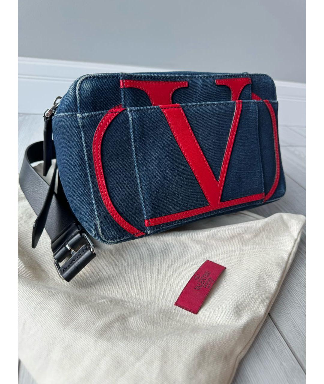 VALENTINO Темно-синяя деним поясная сумка, фото 2
