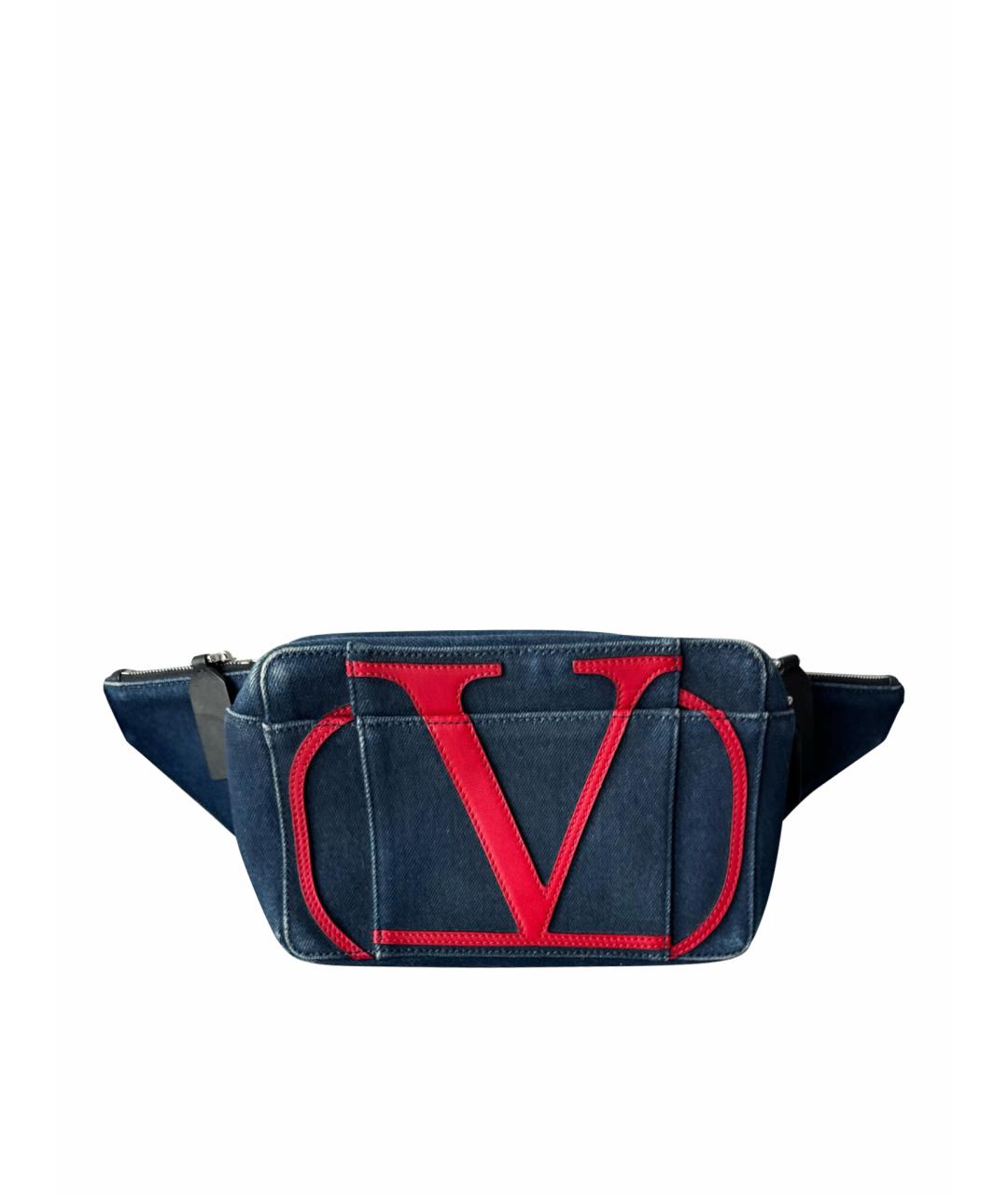 VALENTINO Темно-синяя деним поясная сумка, фото 1