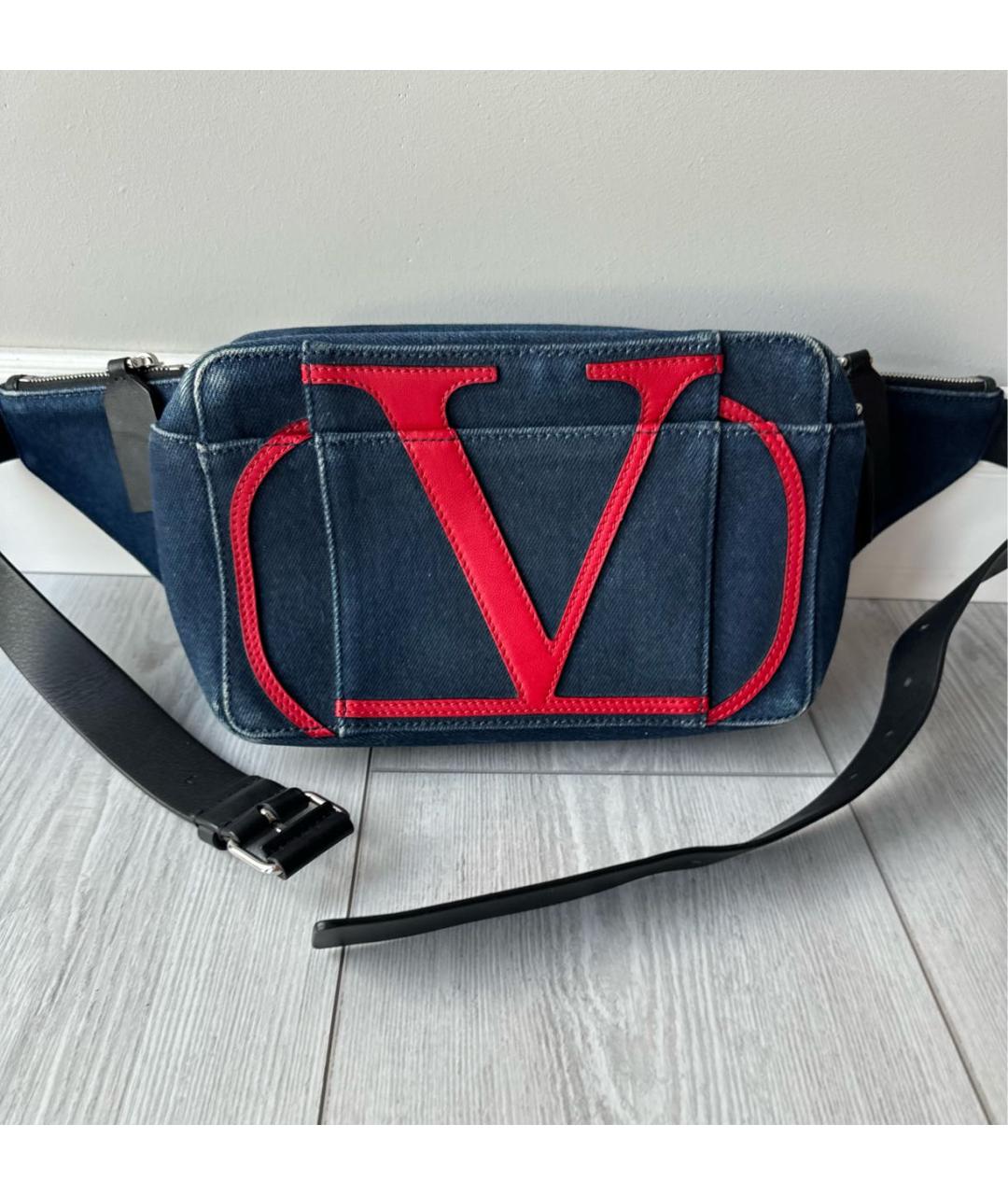 VALENTINO Темно-синяя деним поясная сумка, фото 8