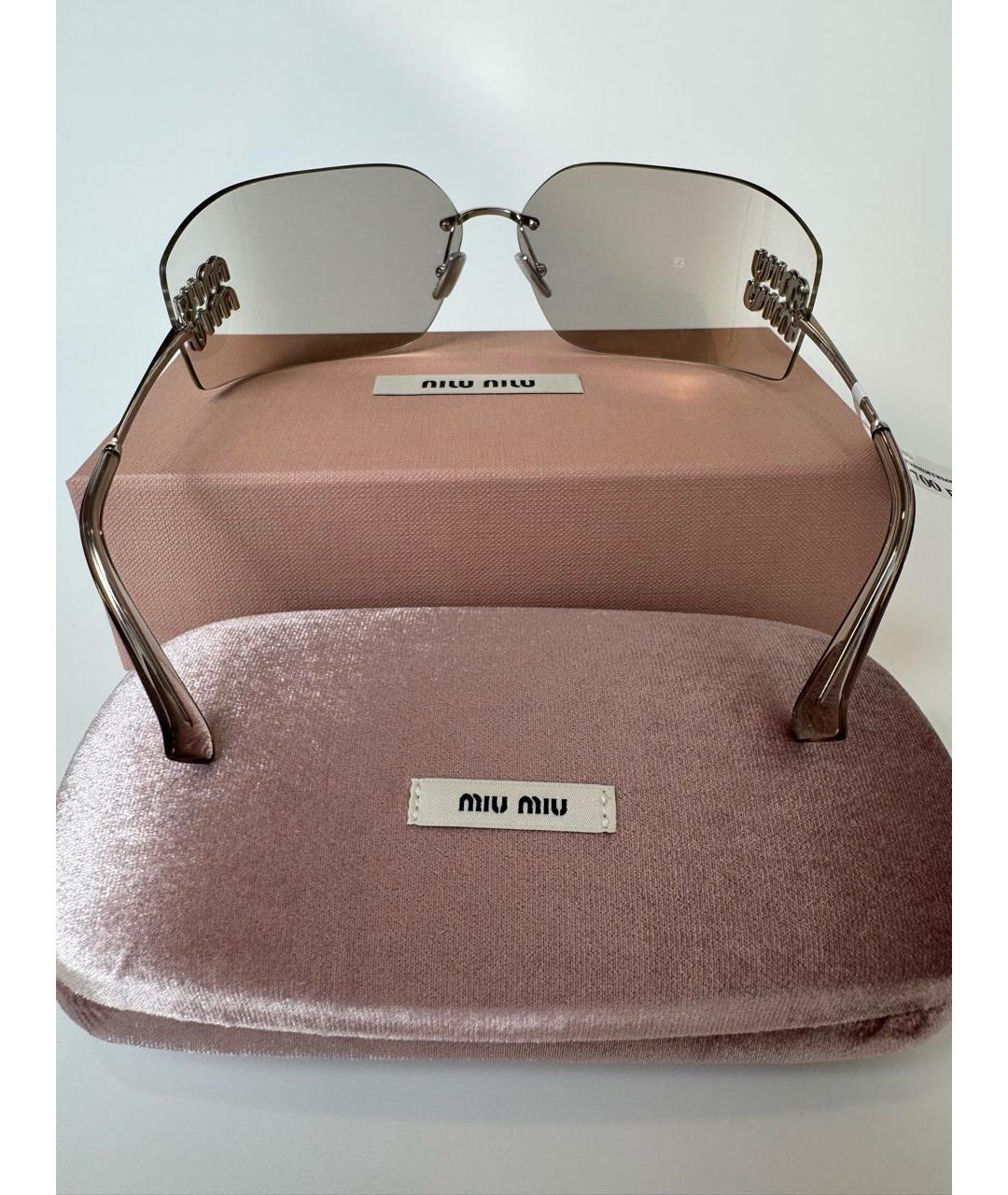 MIU MIU Серебряные металлические солнцезащитные очки, фото 4