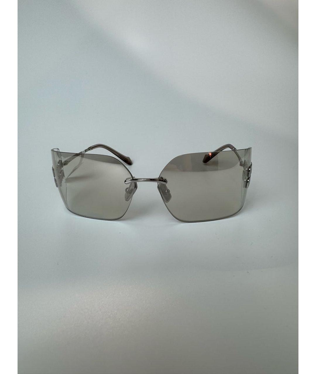 MIU MIU Серебряные металлические солнцезащитные очки, фото 2