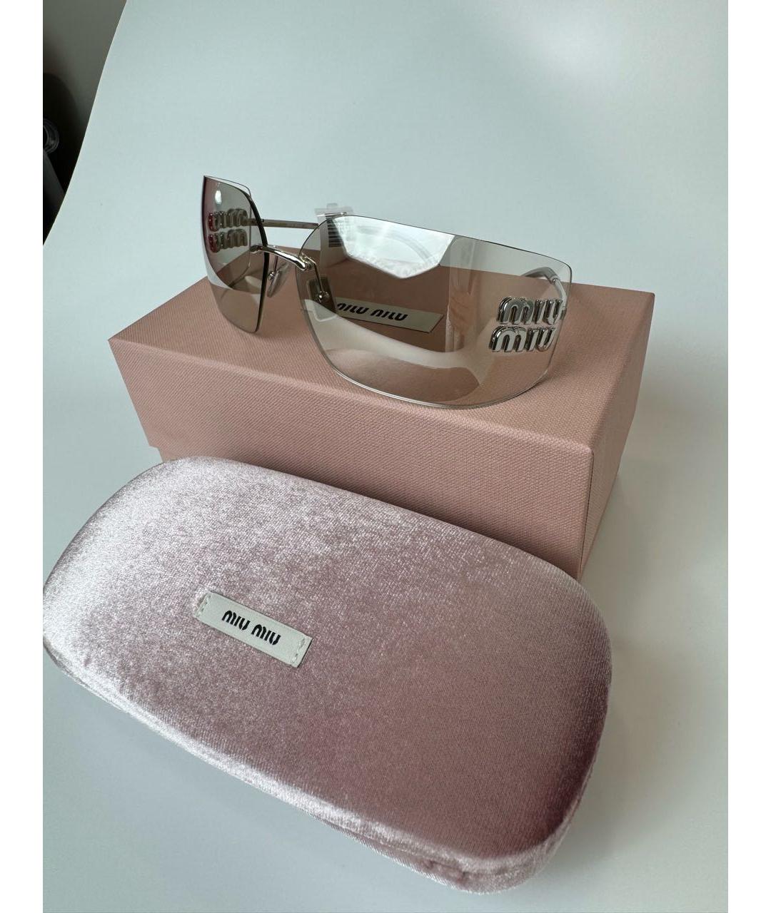MIU MIU Серебряные металлические солнцезащитные очки, фото 3