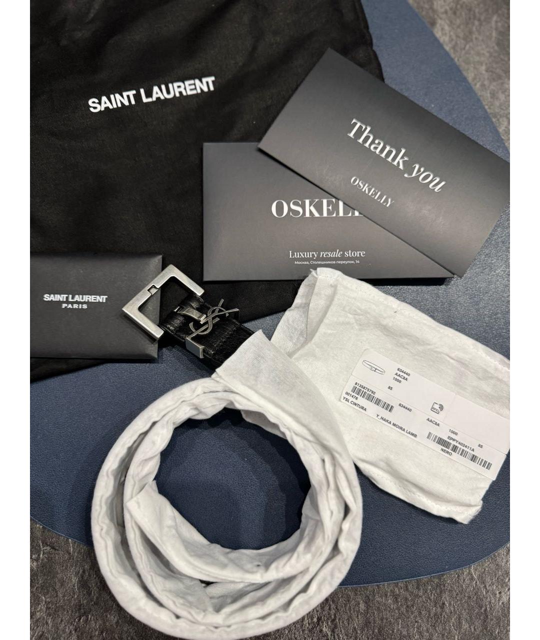 SAINT LAURENT Черный кожаный ремень, фото 5