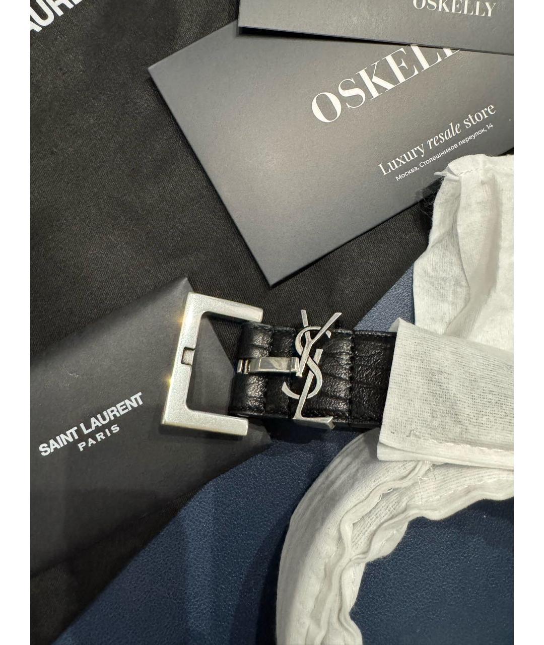SAINT LAURENT Черный кожаный ремень, фото 3