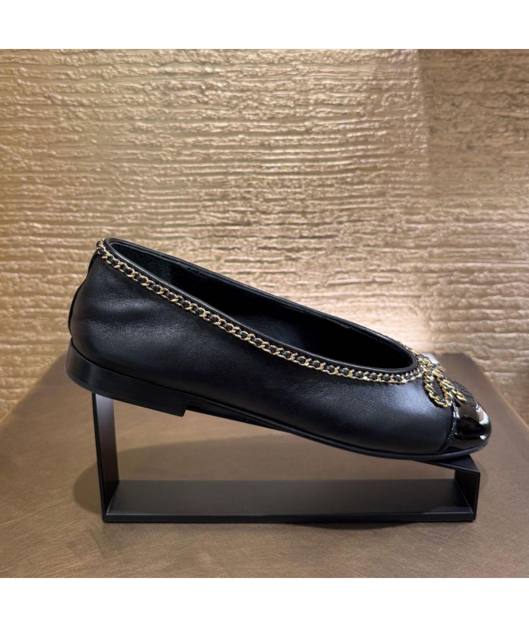 CHANEL Черные кожаные балетки, фото 5
