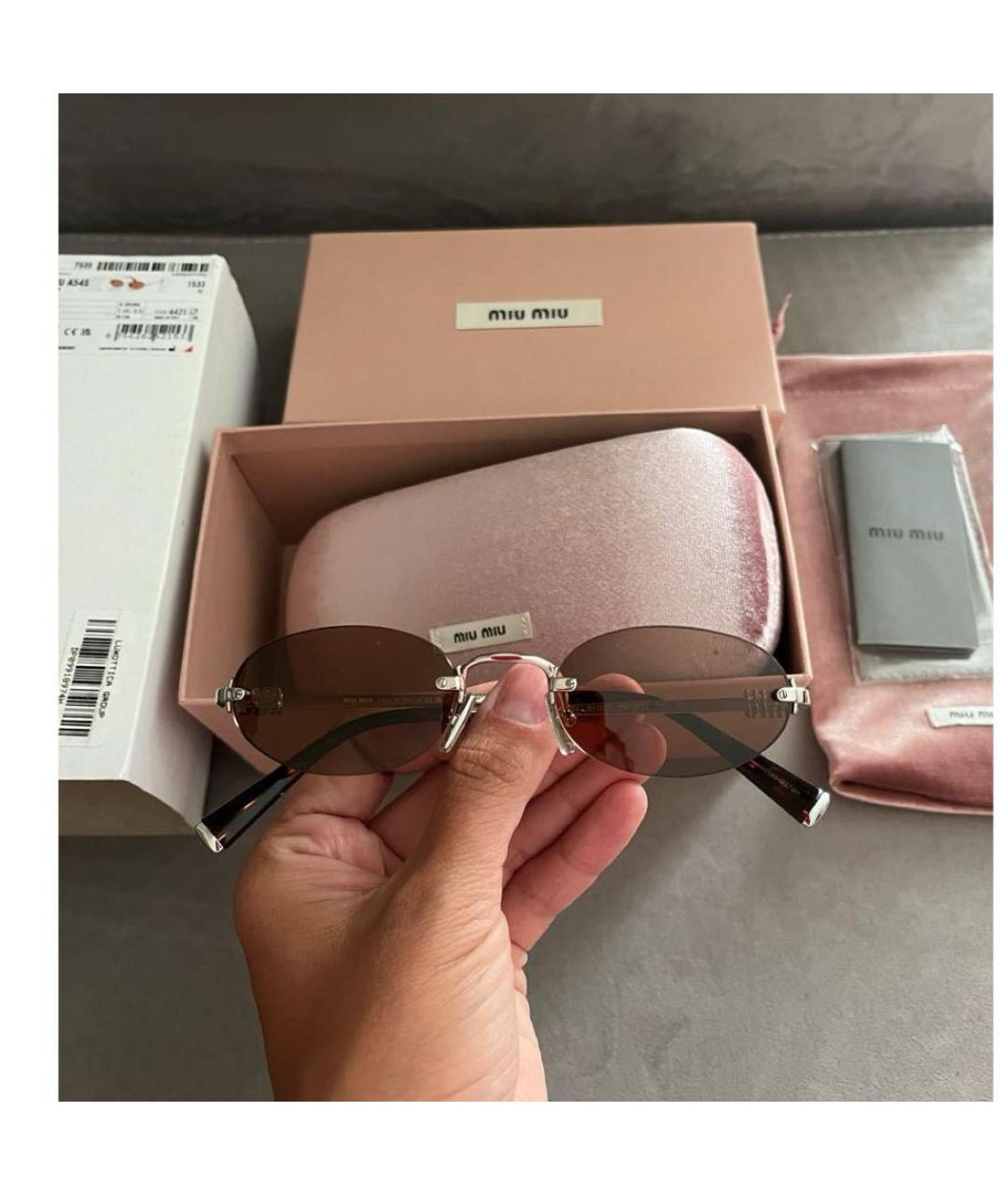 MIU MIU Коричневые металлические солнцезащитные очки, фото 4