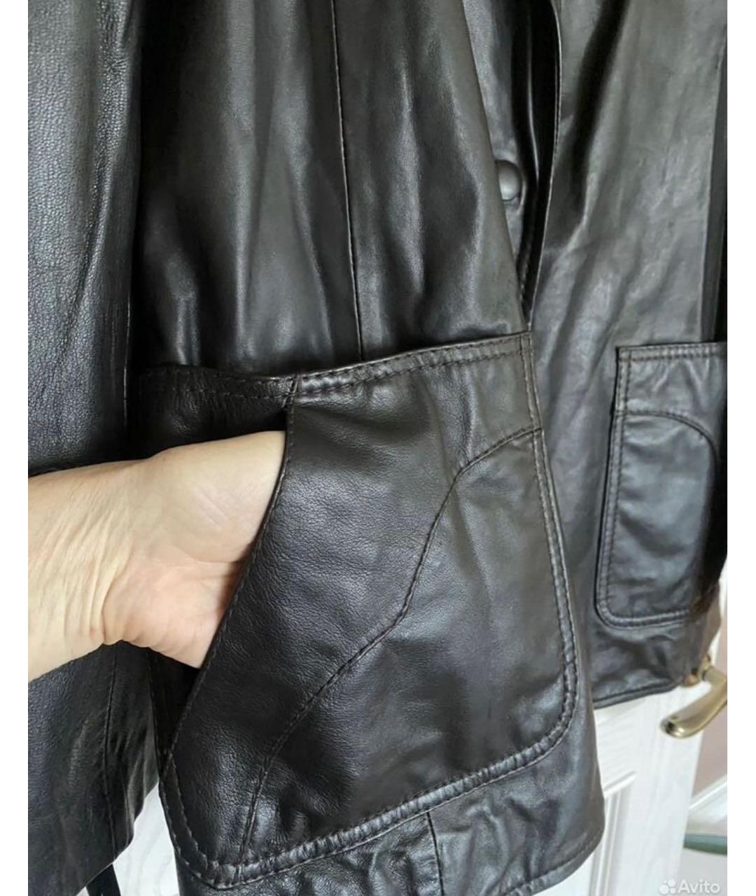 PINKO Коричневая кожаная куртка, фото 6