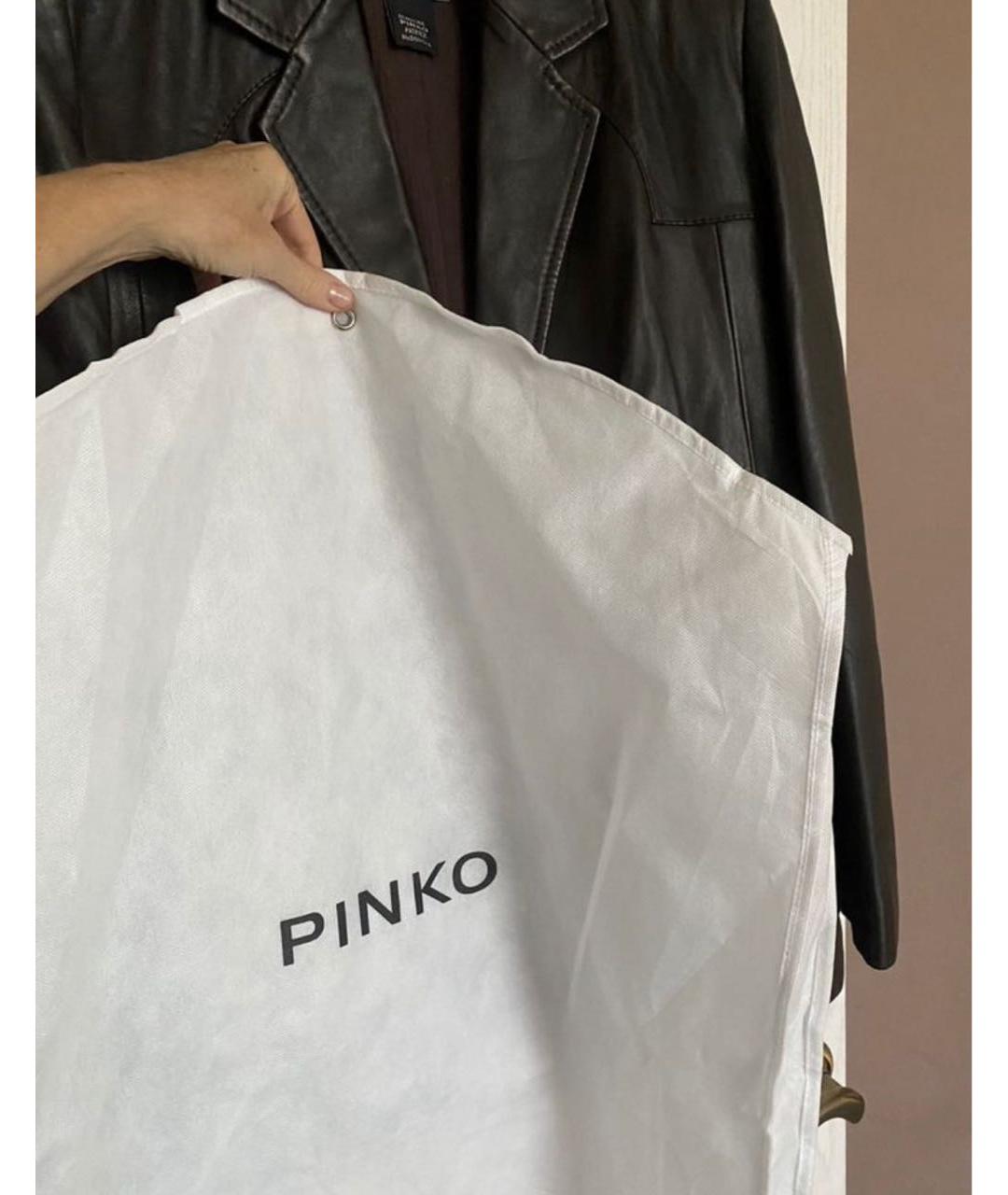 PINKO Коричневая кожаная куртка, фото 8