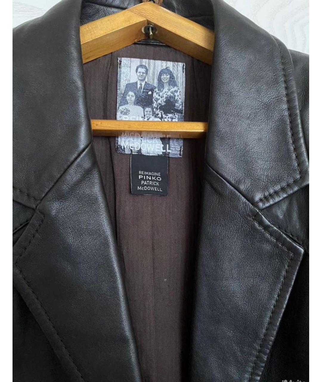 PINKO Коричневая кожаная куртка, фото 5