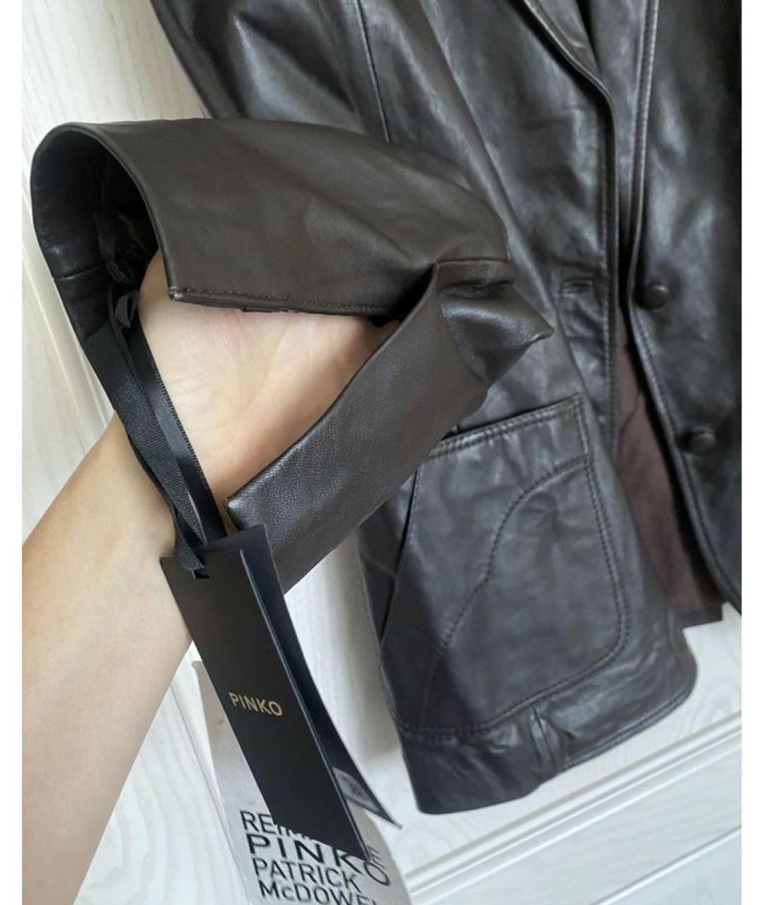 PINKO Коричневая кожаная куртка, фото 7