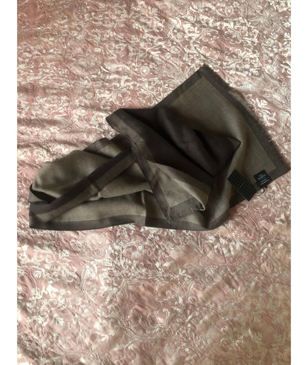 ERMENEGILDO ZEGNA XXX Коричневый шерстяной шарф, фото 6
