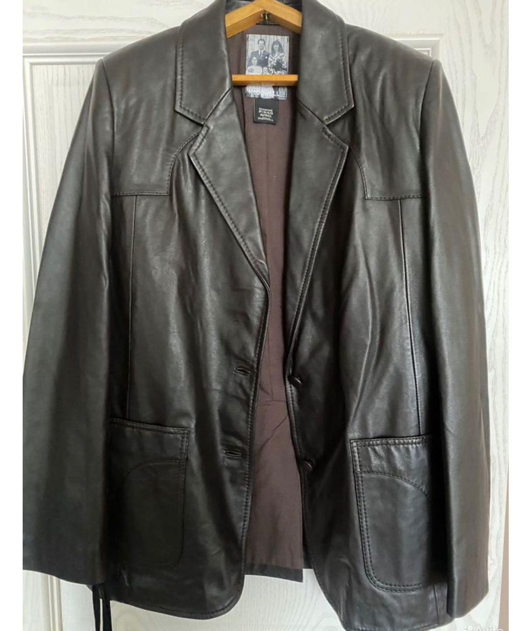PINKO Коричневая кожаная куртка, фото 4