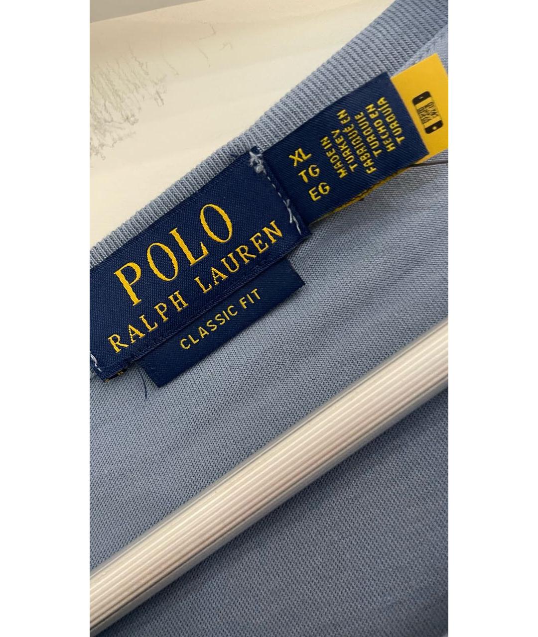 POLO RALPH LAUREN Голубая хлопковая футболка, фото 4