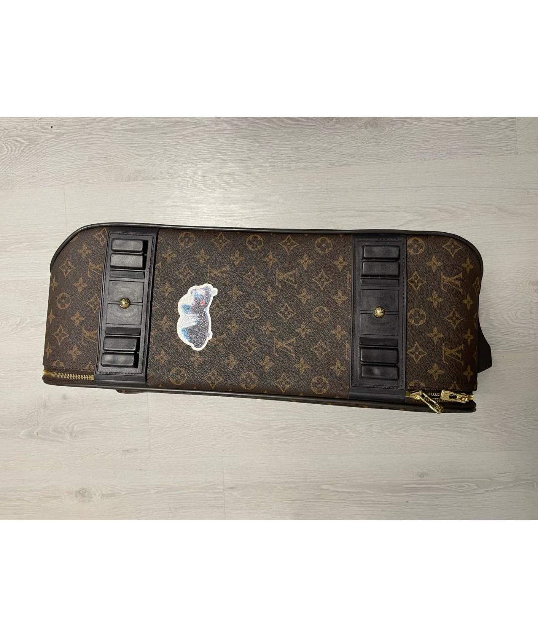 LOUIS VUITTON Коричневый кожаный чемодан, фото 6