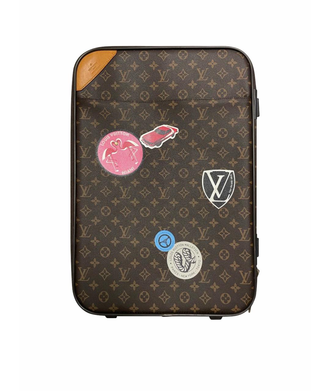 LOUIS VUITTON Коричневый кожаный чемодан, фото 1